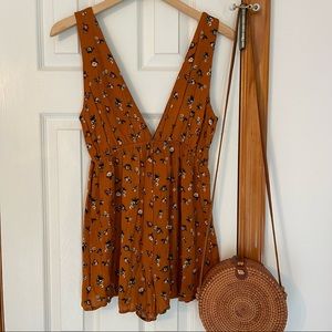Dainty Hooligan Floral Deep V-Neck Romper